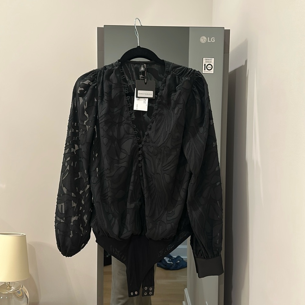 Jonathan Simkai night night EXCL black puff sleeve bodysuit